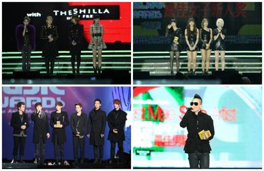 2NE1, 미쓰에이, 태양, 2PM(왼쪽 위부터 시계방향) <사진제공=Mnet>