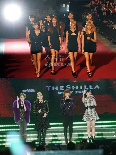 소녀시대(위)와 2NE1 