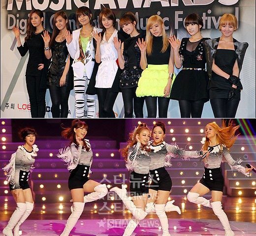 걸그룹 소녀시대(위)와 카라 ⓒ머니투데이 스타뉴스
