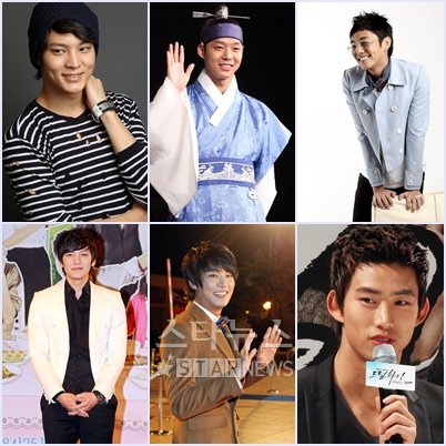 2010 KBS 연기대상 시상식 신인상 남자후보들 주원 박유천 유아인 택연 윤시윤 지창욱 (왼쪽위부터 시계방향)