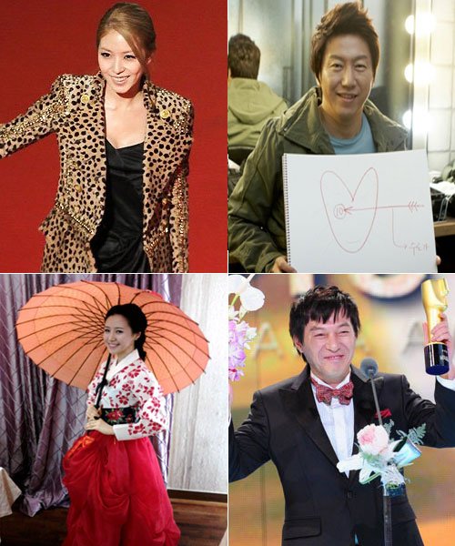 보아, 김수로, 김갑수, 달샤벳의 지율(사진 위 왼쪽부터 시계방향으로) 