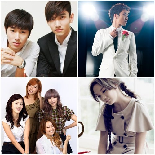 동방신기, 승리, 주, 시크릿(왼쪽 위부터 시계방향)