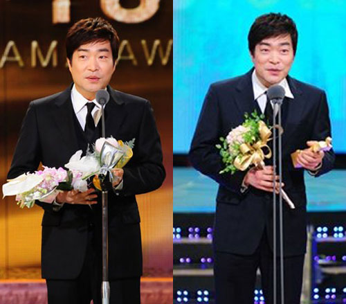 2010 KBS연기대상의 손현주(왼쪽)과 2010 SBS연기대상의 손현주 <사진=KBS, SBS>