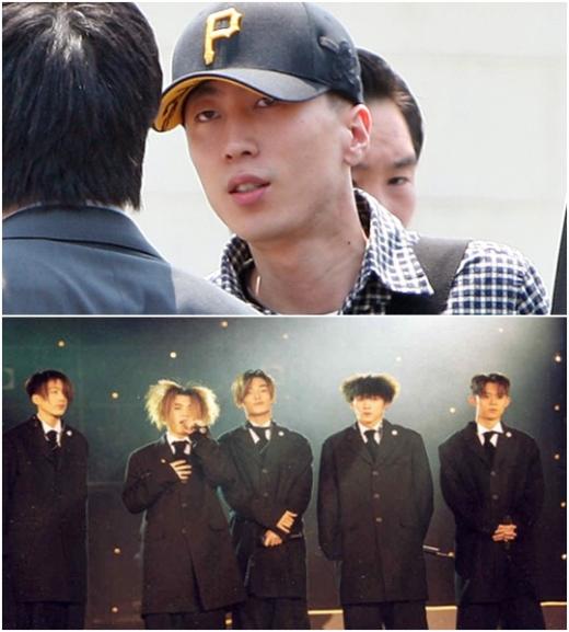 입대 당시의 이재원(사진 위)과 활동 당시 H.O.T 멤버들의 모습