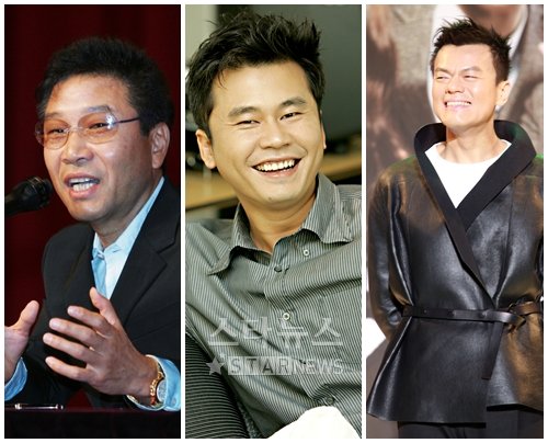 왼쪽부터 이수만 양현석 박진영