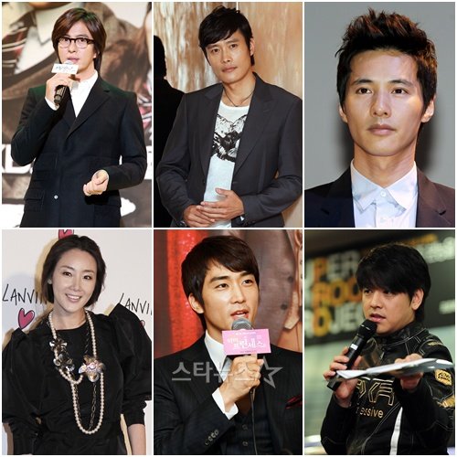 왼쪽 위에서부터 시계방향으로 배용준, 이병헌, 원빈, 류시원, 송승헌, 최지우 ⓒ머니투데이 스타뉴스