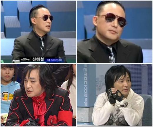 지난 31일 밤 방송된 '100분토론'에 참석한 신해철의 모습. 사진 왼쪽 아래는 2008년, 오른쪽 아래는 2005년 각각 '100분 토론'에 참석했을 당시 모습.