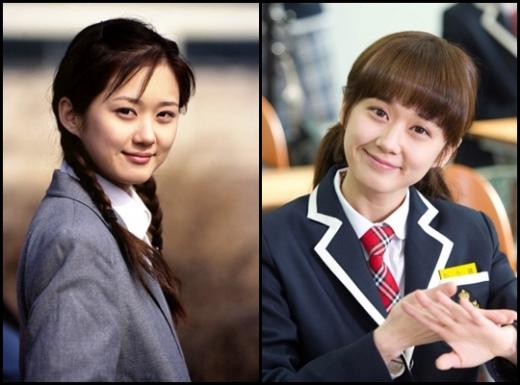 2002년 SBS '명랑소녀 성공기' 출연 당시 장나라(왼쪽)과 '동안미녀' 촬영중인 장나라