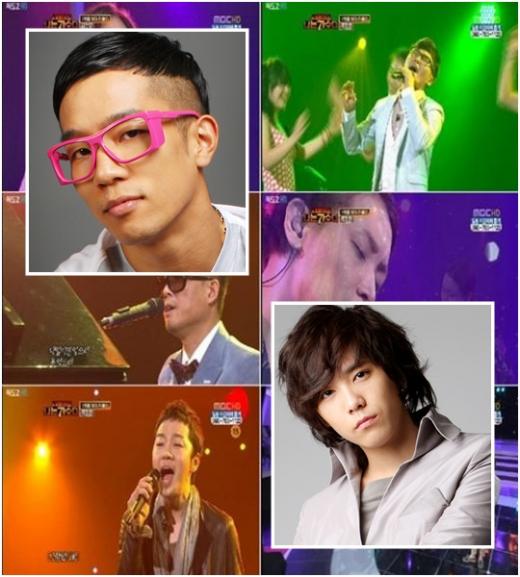 상추(위),이홍기(아래)ⓒ이명근 기자 qwe123@(위), 송희진 기자 songhj@(아래), MBC '우리들의 일밤-나는 가수다'캡처 화면(뒤 배경)