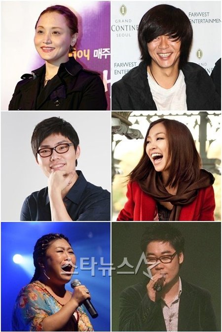 MBC '나는 가수다' 출연가수들. 이소라 윤도현 박정현 김연우 BMK 김범수(사진 위 왼쪽부터 시계방향) ⓒ머니투데이 스타뉴스