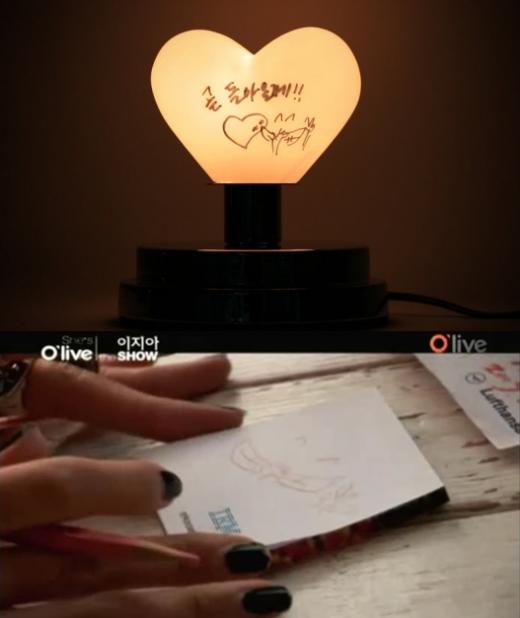 ▲ 서태지가 공개한 전등 사진(위), 이지아쇼에서 이지아의 메모장 사진 ⓒ출처=서태지닷컴, 올리브 '이지아쇼'