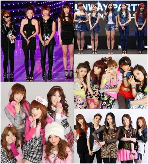 2NE1 원더걸스 포미닛 f(x) 카라(왼쪽 위 부터 시계방향)ⓒ머니투데이 스타뉴스