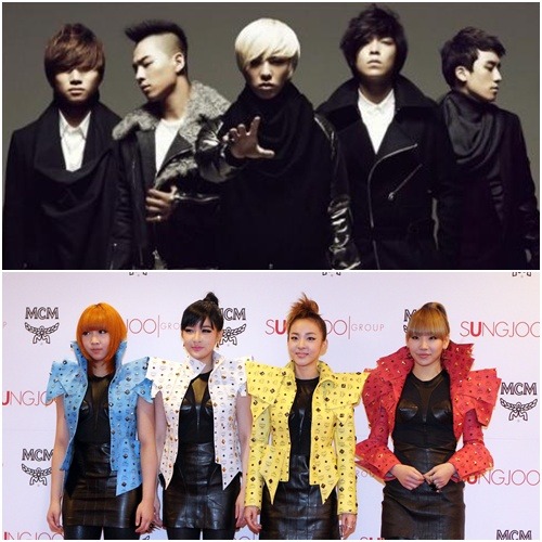 YG엔터테인먼트 소속 빅뱅(위)과 2NE1 