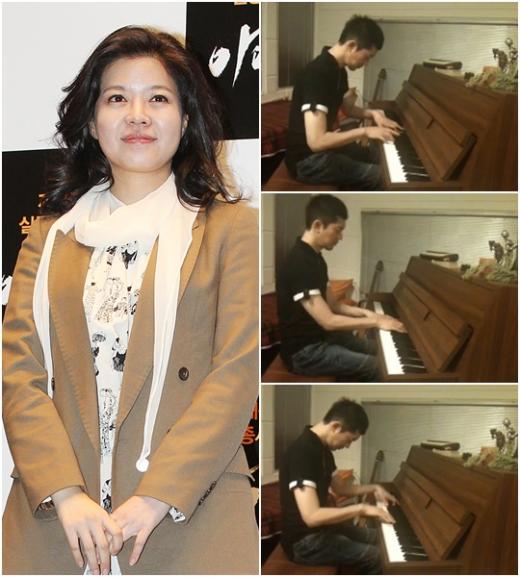 김여진(왼쪽), '넬라판타지아'를 연주하는 윤건ⓒ머니투데이 스타뉴스(왼쪽), 윤건 트위터
