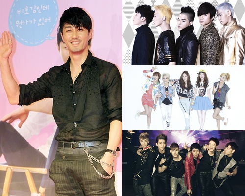 차승원, 빅뱅, f(x), 2PM(왼쪽부터) 