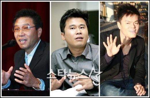 SM의 이수만, YG의 양현석, JYP의 박진영 ⓒ머니투데이 스타뉴스