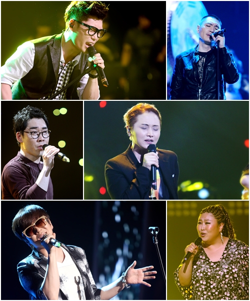 사진 왼쪽 위부터 아래로 \'나는 가수다\'에 출연한 김범수, 임재범, 김연우, 이소라, 윤도현, BMK <사진=MBC>