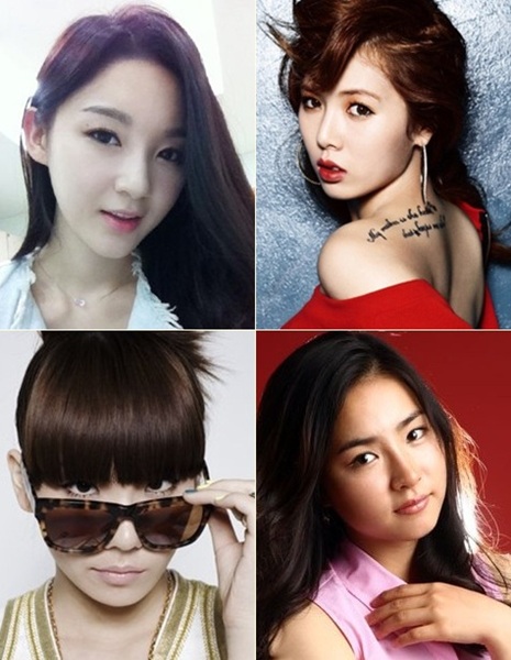 강민경(시계방향), 현아, 신세경, 씨엘 