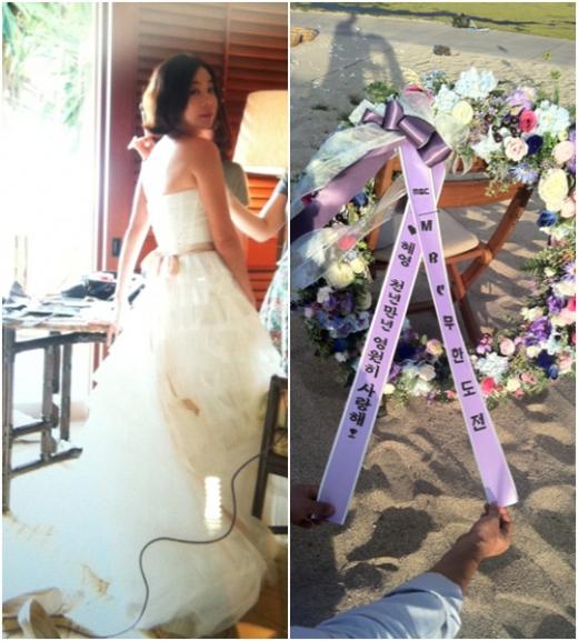 오중석이 공개한 이혜영의 모습과 화환ⓒ오중석 트위터