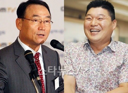 김인규 KBS 사장(왼쪽)과 강호동 ⓒ머니투데이 스타뉴스