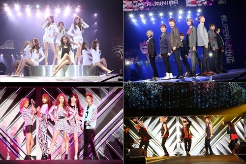 소녀시대(왼쪽부터 시계방향), 슈퍼주니어, 샤이니, f(x) ⓒ사진=SM엔터테인먼트 제공 