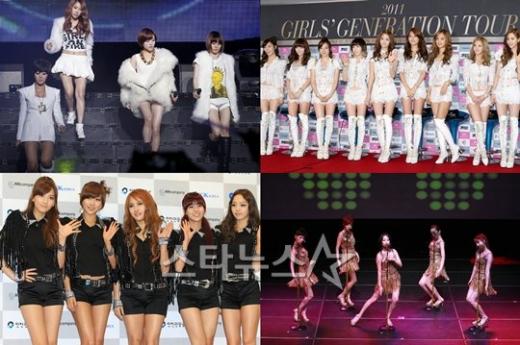 브라운아이드걸스, 소녀시대, 원더걸스, 카라(왼쪽 위부터 시계방향) ⓒ머니투데이 스타뉴스 