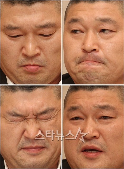 방송인 강호동이 9일 서울 마포구 서울가든호텔에서 탈세로 물의를 일으킨 책임을 지고 잠정 은퇴 선언을 하고 있다. 임성균 기자