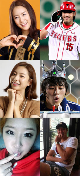 유하나-이용규, 박수진-백지훈, 신지-유병재(위부터) 