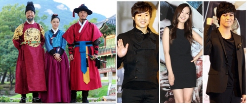 '뿌리깊은나무' 주인공 한석규, 신세경, 장혁(사진 왼쪽). '영광의 재인' 주인공 천정명, 박민영, 이장우<br /><br />
