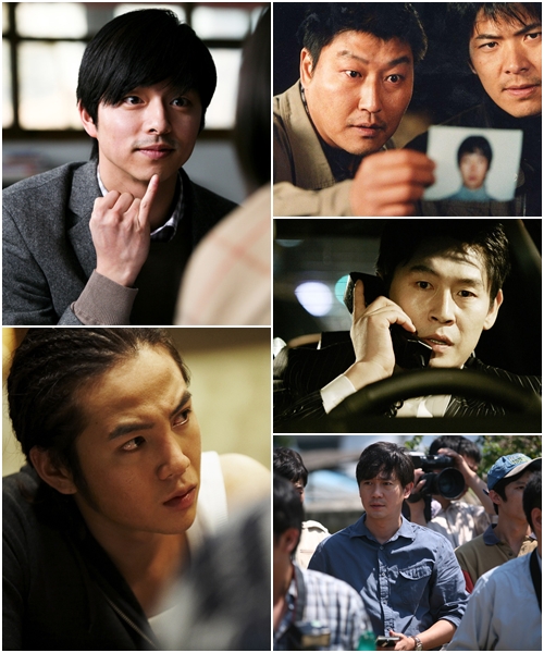 사진 왼쪽 위부터 시계방향으로 '도가니'의 공유, '살인의 추억'의 송강호와 김상경, '그놈 목소리'의 설경구, '아이들…'의 박용우, '이태원 살인사건'의 장근석