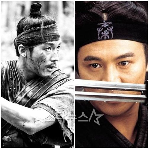 '뿌리깊은 나무'의 장혁(왼쪽)과 '영웅'의 이연걸