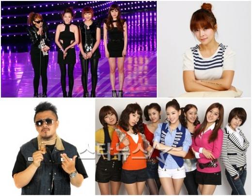 2NE1 화요비 레인보우 데프콘(왼쪽 위부터 시계방향)