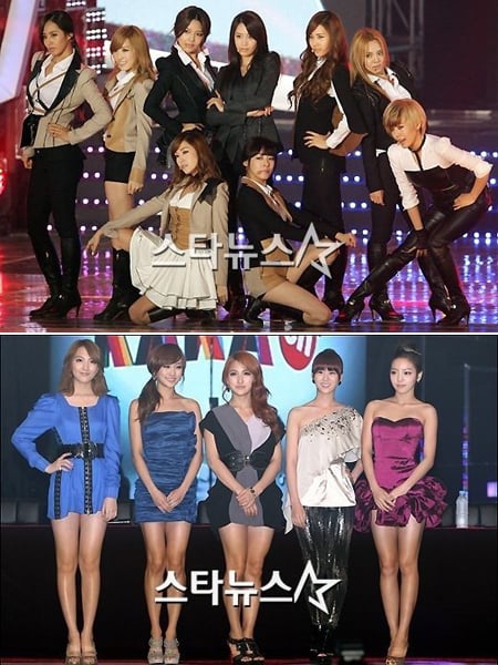 소녀시대(위)와 카라 ⓒ스타뉴스