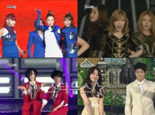 2NE1 소녀시대 아이유 티아라(왼쪽위부터 시계방향)ⓒ사진=SBS 화면 캡쳐
