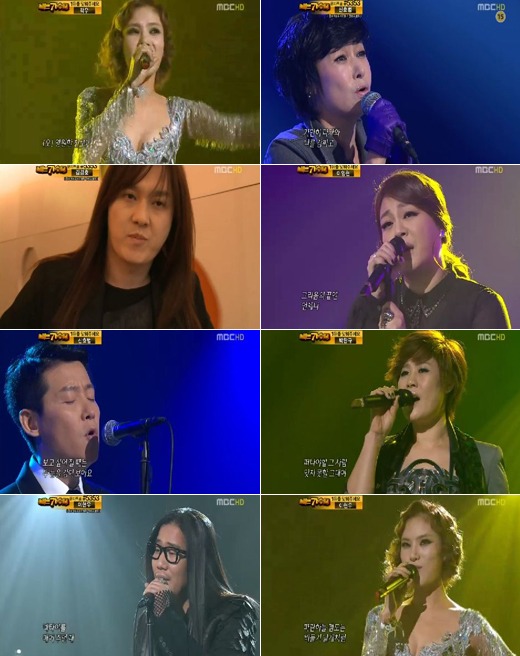 MBC '우리들의 일밤-나는 가수다' 13라운드에 출연 중인 가수들 <화면캡처=MBC>
