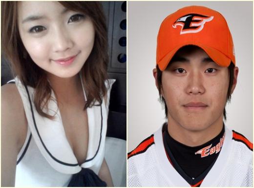 개그우먼 변서은(왼쪽)과 최우석 선수 ⓒ사진=변서은 트위터, 한화 이글스 홈페이지 