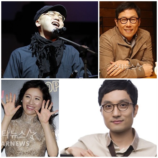 (왼쪽부터 시계방향) 하림, 윤종신, 정지찬, 박기영  ⓒ사진 출처 = 스타뉴스, 정지찬 트위터