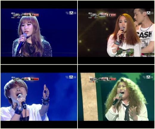 (왼쪽위부터 시계방향)우혜미, 유성은, 지세희, 손승연 ⓒ사진=엠넷 '보이스 코리아' 방송화면 