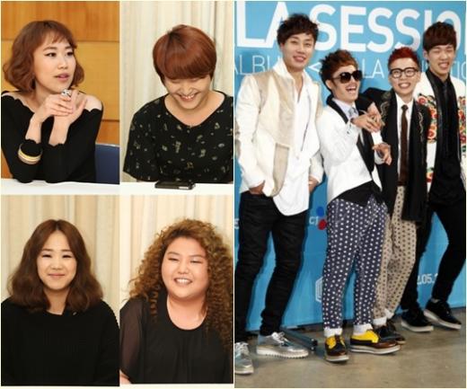 '보이스 코리아' 톱4(왼쪽)과 울랄라세션 ⓒ사진=Mnet, 안은나 인턴기자 