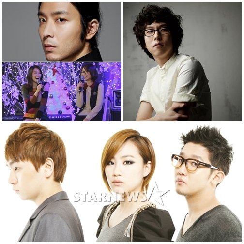 오른쪽 위부터 시계방향으로 페퍼톤스 신재평, 어반자카파, 옥상달빛, 버벌진트 