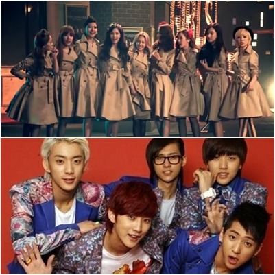소녀시대(위)와 B1A4