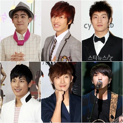 2PM 닉쿤(왼쪽 위부터 시계방향), 슈퍼주니어 은혁, 비스트, 윤두준, 씨엔블루 정용화, 엠블랙 이준, 제국의 아이들 임시완 ⓒ스타뉴스 