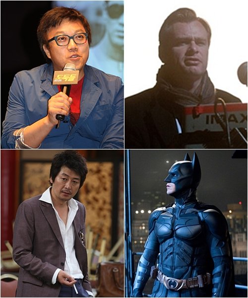 '도둑들' 최동훈 감독과 김윤석(사진 왼쪽), '다크 나이르 라이즈' 크리스토퍼 놀란 감독과 크리스천 베일 <사진=영화 스틸>