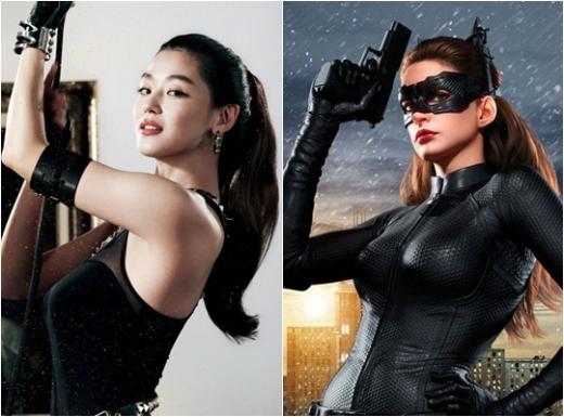 '도둑들'의 전지현(사진왼쪽)과 '다크 나이트 라이즈'의 앤 해서웨이<사진=영화스틸>