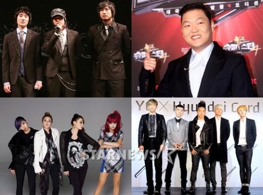 에픽하이 싸이 빅뱅 2NE1(왼쪽 위부터 시계방향) ⓒ스타뉴스