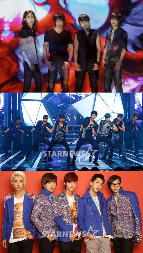 씨엔블루(위부터), 인피니트, B1A4
