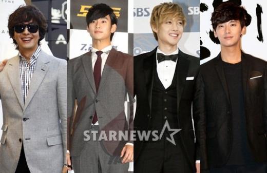 배용준 김수현 김현중 주지훈(왼쪽부터) ⓒ스타뉴스