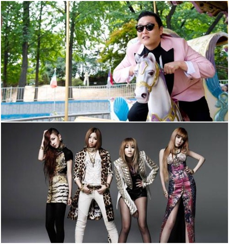 싸이(위)와 2NE1 <사진제공=YG엔터테인먼트>