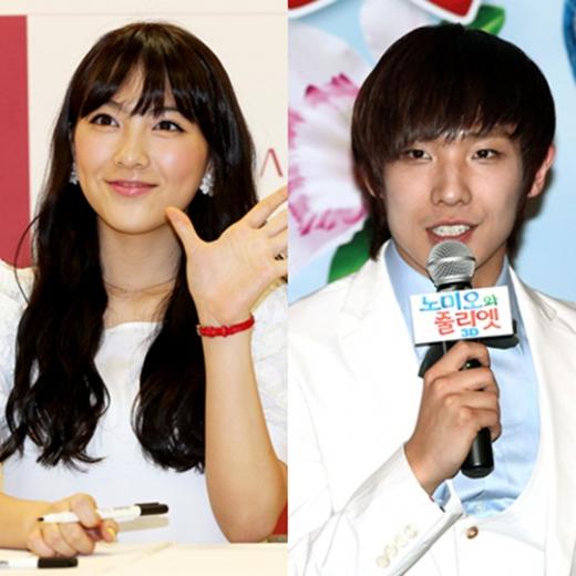 카라의 강지영(왼쪽)과 엠블랙의 이준 ⓒ스타뉴스