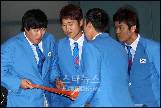 류현진(사진 왼쪽부터), 윤석민, 봉준근, 추신수 선수 ⓒ사진=이명근 기자 